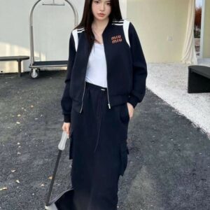 미우미우 수입 저지 카라집업 & 스커트 SET