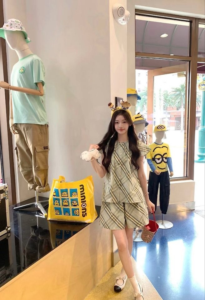 버버리 체크 민트 프리스타일 셔츠 반바지 세트 - 수입