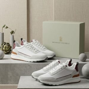 브루넬로쿠치넬리 [Brunello Cucinelli] VVVV 스니커즈 올 펀칭 레더 로우 탑 러너
