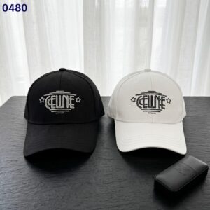 셀린느 디테일 자수 로고 볼캡 모자