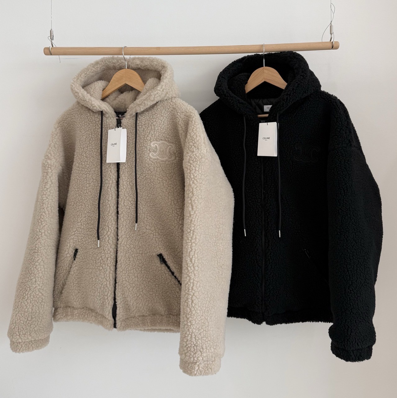 셀린느 울&코튼 플리스 후드 재킷