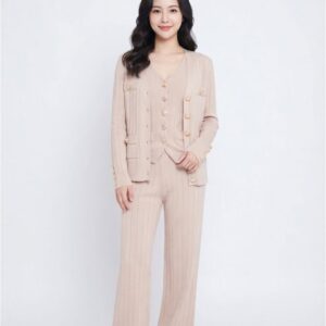 샤넬 [Chanel] 골드 버튼 니트 쓰리피스 셋업
